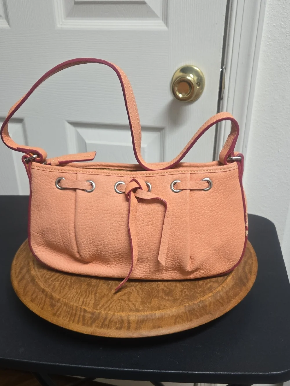 D&B Peach Leather Shoulder Bag - Women - Picture 1 of 8